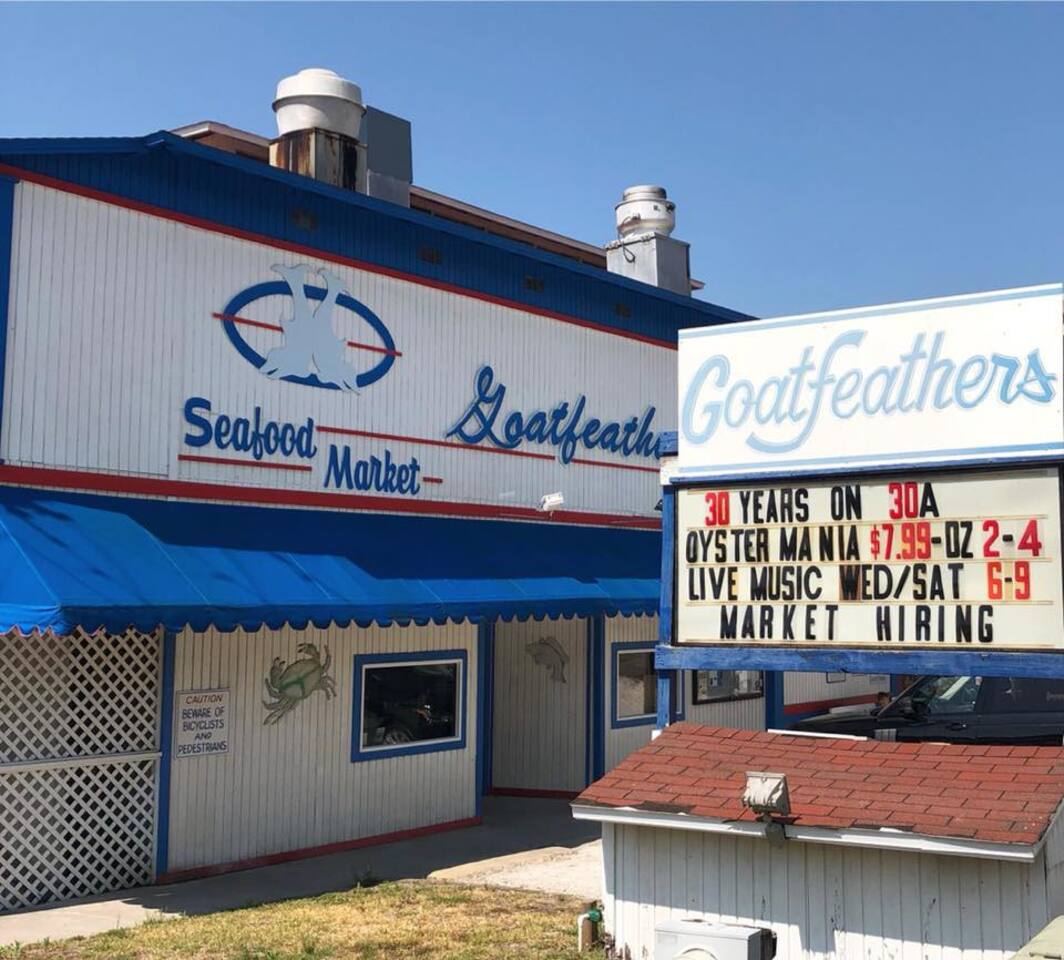 Goatfeathers Seafood Market (East) in Seagrove Beach on Scenic Highway 30A